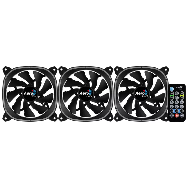 Aerocool ASTRO12PRO kit 3 ventole PC 12 cm LED RGB antivibrazione telecomando