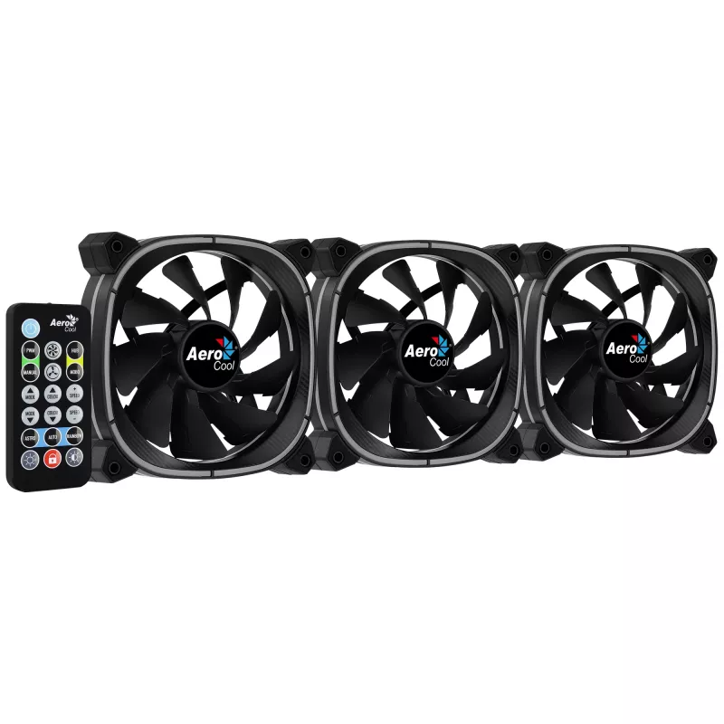 Aerocool ASTRO12PRO kit 3 ventole PC 12 cm LED RGB antivibrazione telecomando