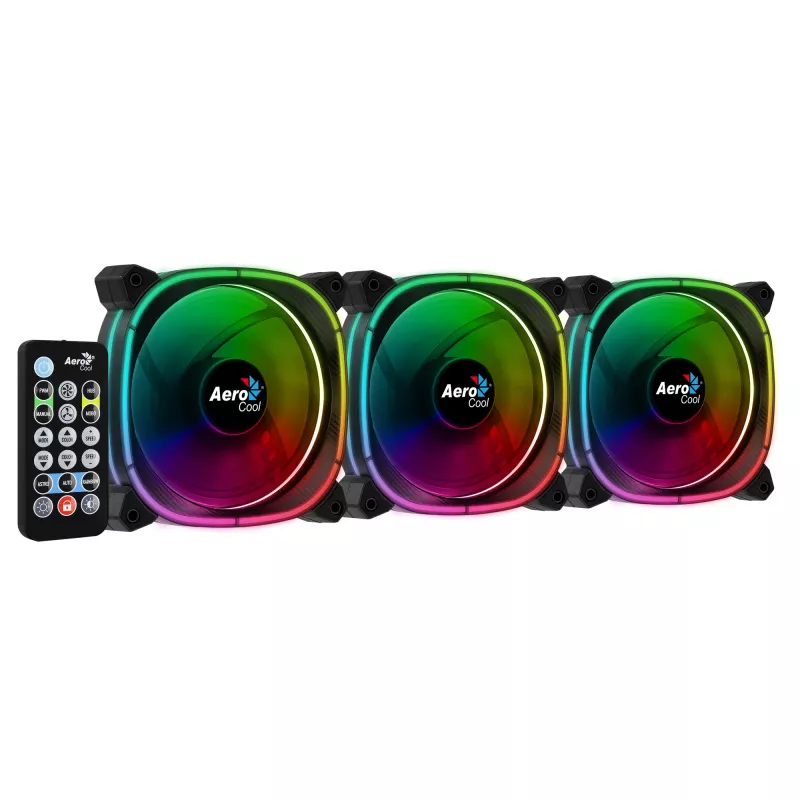 Aerocool ASTRO12PRO kit 3 ventole PC 12 cm LED RGB antivibrazione telecomando
