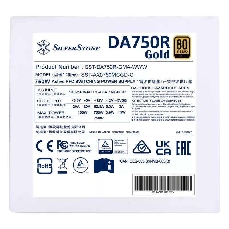 Alimentatore Silverstone DA750R Gold 750 W
