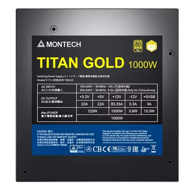 Alimentatore Montech TITAN GOLD 1000W