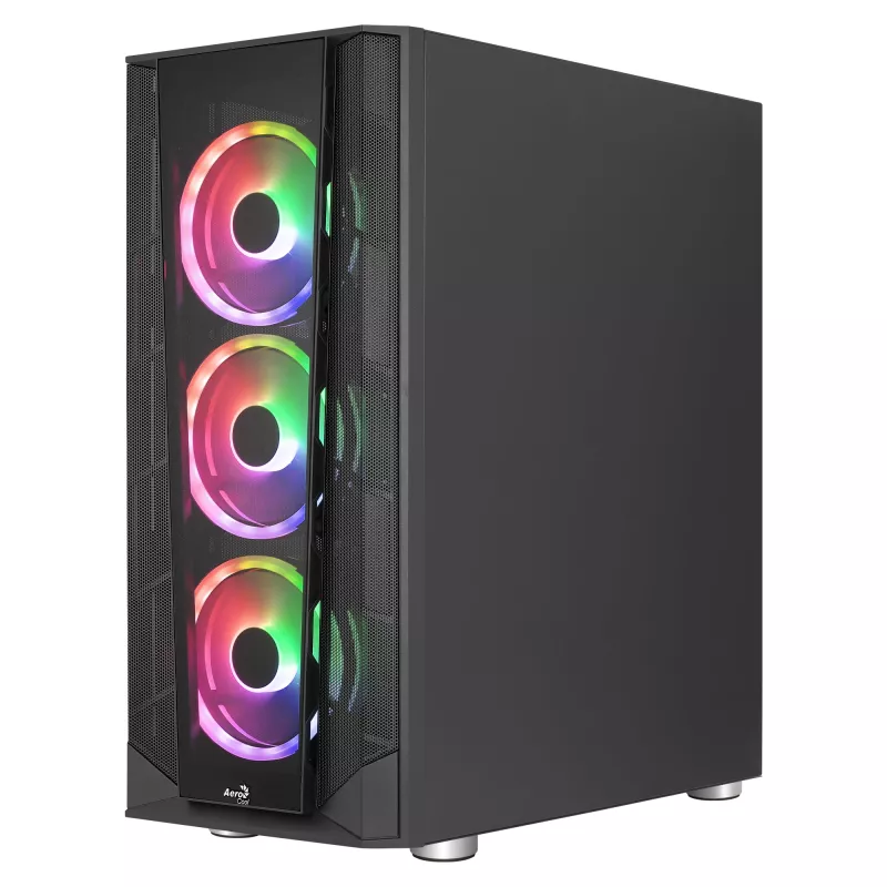 Case PC Aerocool PRISMBKV3 ATX nero 4 ventole ARGB frontale laterale in vetro temperato