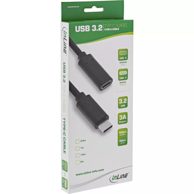 Cavo di prolunga USB 3.2 Gen.1x2 InLine 35772 2m USB-C maschio/femmina nero