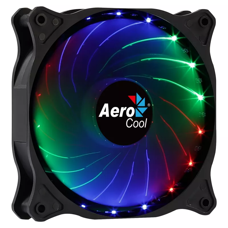 Ventola per case AEROCOOL COSMO12FRGB 120 mm, 1000 giri/min, 15 LED RGB, connettore Molex, 3,72 W, nero
