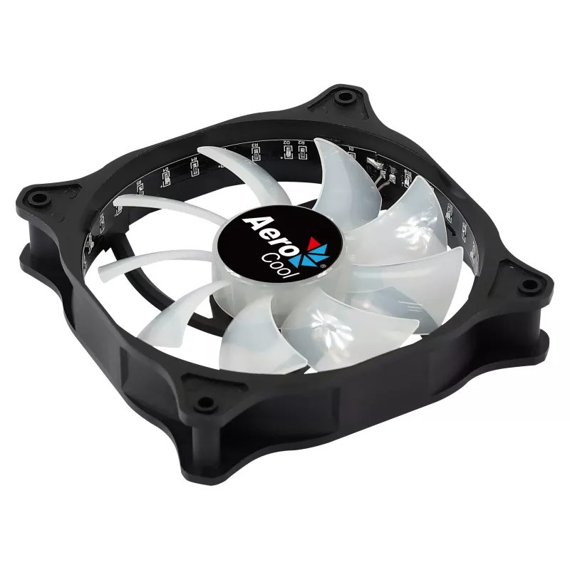 Ventola per case AEROCOOL COSMO12FRGB 120 mm, 1000 giri/min, 15 LED RGB, connettore Molex, 3,72 W, nero