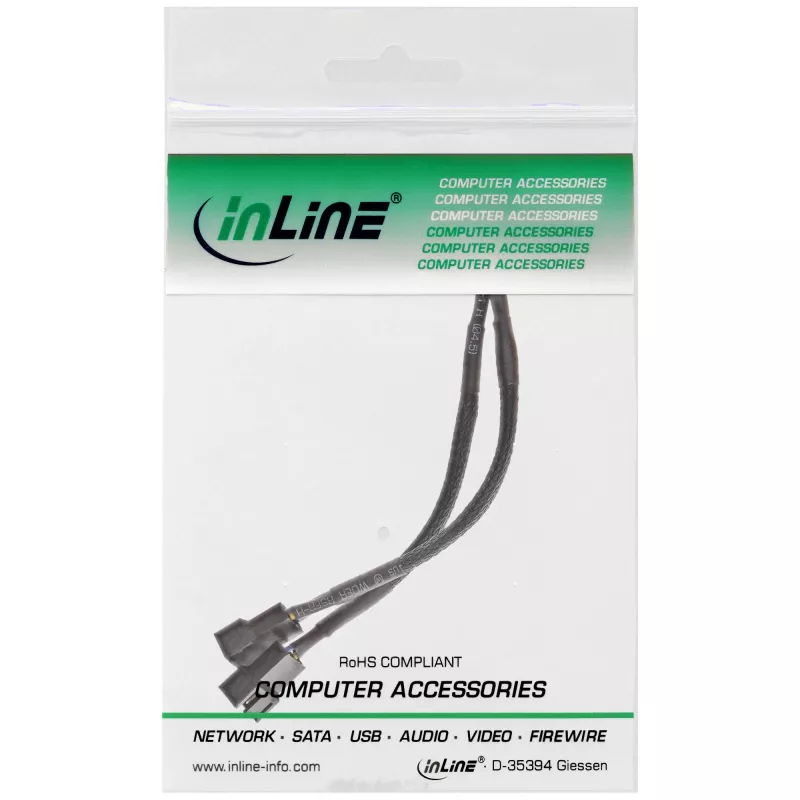InLine cavo di alimentazione Y per ventole PWM, 4 poli, 1M/2F, 0,15 m