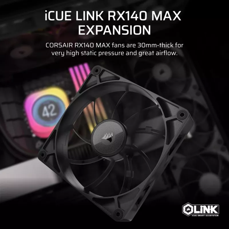 CORSAIR iCUE Link RX140 MAX ventola PWM 140 mm, spessa, espansione