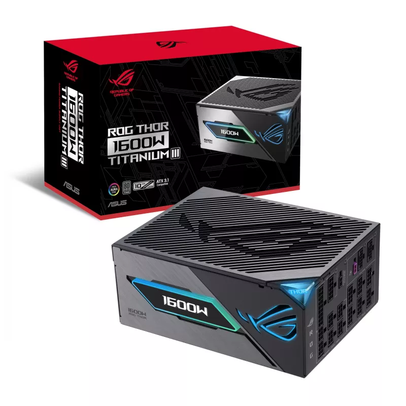 Alimentatore ASUS ROG THOR-1600T3-GAMING 1600 W, 80 PLUS Titanium, ATX 3.1, completamente modulare, display OLED
