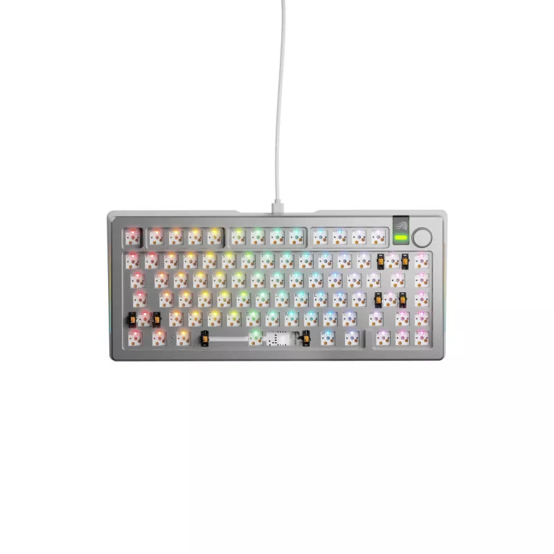 Glorious Gaming GMMK 3 PRO 75% Barebones Wired Silver - US, 75%, con filo, USB, RGB LED, Argento