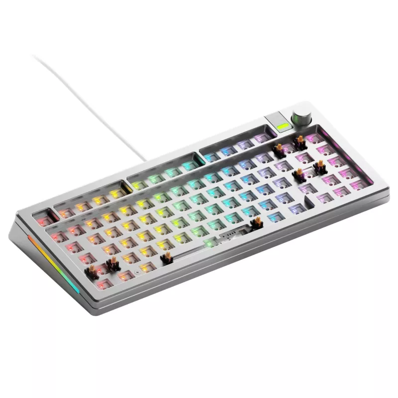 Glorious Gaming GMMK 3 PRO 75% Barebones Wired Silver - US, 75%, con filo, USB, RGB LED, Argento
