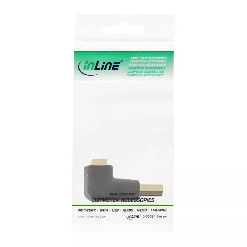 InLine adattatore HDMI, maschio/femmina, angolato verso l'alto, contatti dorati, 4K2K
