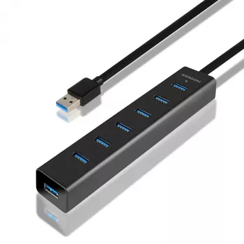 Axagon HUE-SA7BP hub di ricarica 7x USB 3.0 in alluminio nero incl. alimentatore