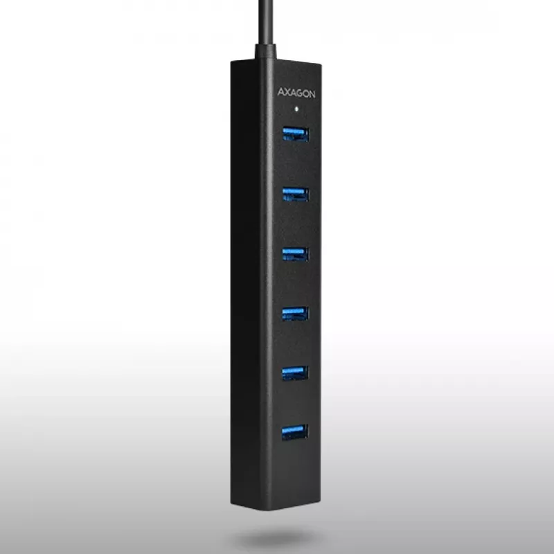 Axagon HUE-SA7BP hub di ricarica 7x USB 3.0 in alluminio nero incl. alimentatore