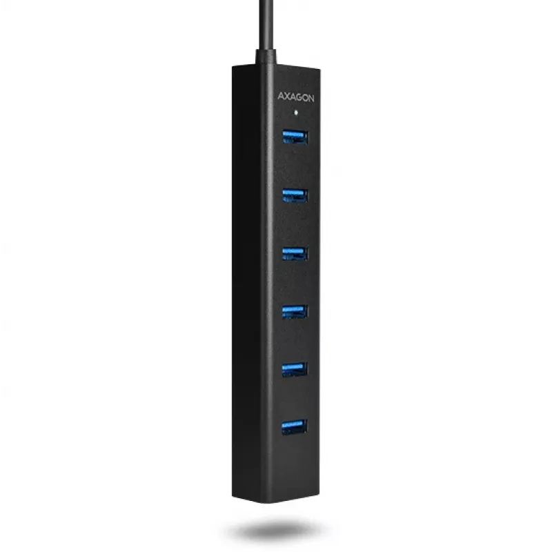 Axagon HUE-SA7BP hub di ricarica 7x USB 3.0 in alluminio nero incl. alimentatore
