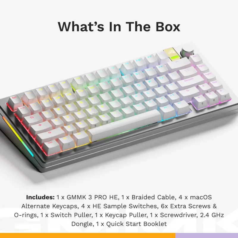 Glorious Gaming GMMK 3 PRO HE 75% Prebuilt Wireless Silver - US