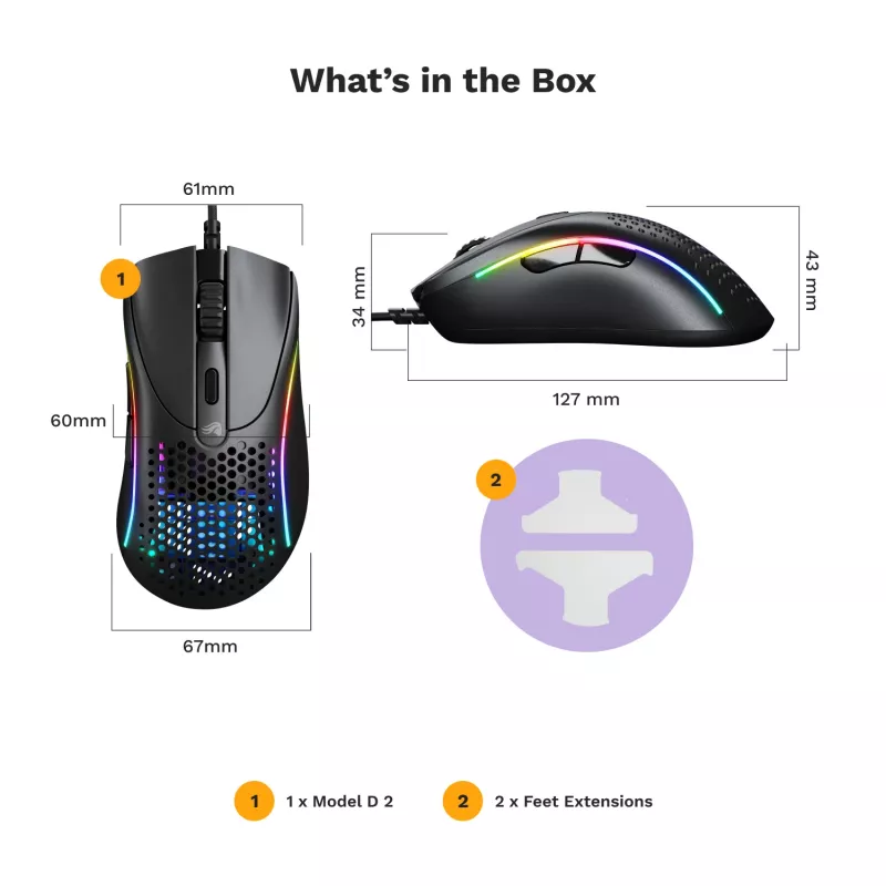 Glorious Gaming Glorious Model D 2 Wired - nero opaco