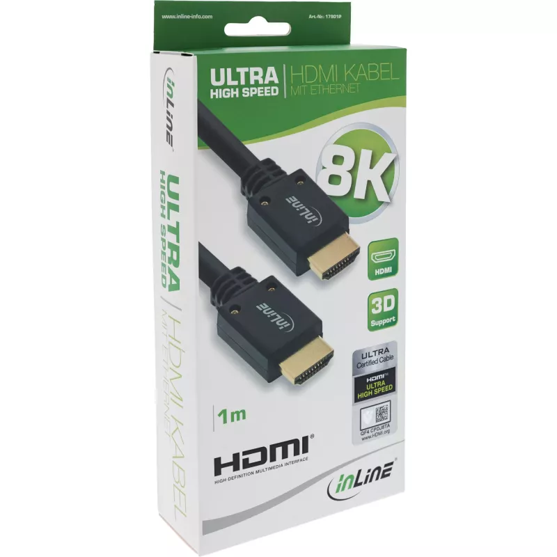 Cavo InLine Ultra High Speed HDMI M/M 8K4K placcato oro, 1m