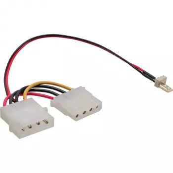 Cavo adattatore per ventola InLine 3 poli ventola / 4 poli alimentatore 0,15 m, 3 poli, 2 x Molex (4 poli), 0,15 m, multicolore, 11 g, 100 mm