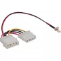 Cavo adattatore per ventola InLine 3 poli ventola / 4 poli alimentatore 0,15 m, 3 poli, 2 x Molex (4 poli), 0,15 m, multicolore, 11 g, 100 mm