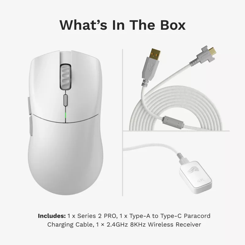 Mouse da gaming Glorious Glorious Series 2 PRO 4K/8K Hz Wireless – bianco