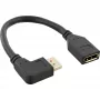 Cavo adattatore DisplayPort 1.4 InLine M/F, 8K4K, angolato a sinistra, nero/oro, 0,15m