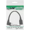 Cavo adattatore DisplayPort 1.4 InLine M/F, 8K4K, angolato a sinistra, nero/oro, 0,15m