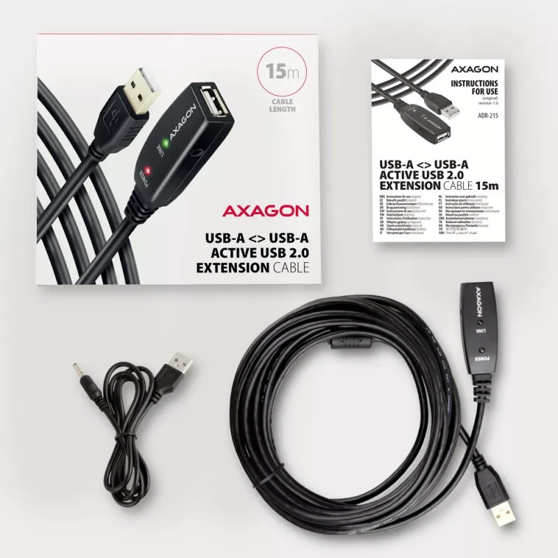Cavo prolunga/ripetitore attivo Axagon ADR-215 USB 2.0 A-M -> A-F 15 m