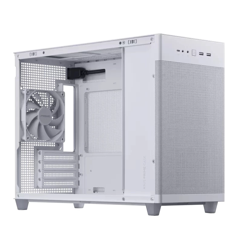 Case per PC ASUS AP201 PRIME CASE TG WEISS Mini Tower — micro ATX, vetro temperato, 3 alloggiamenti da 3,5 inch, 1 da 2,5 inch, USB-A×2, USB-C×1