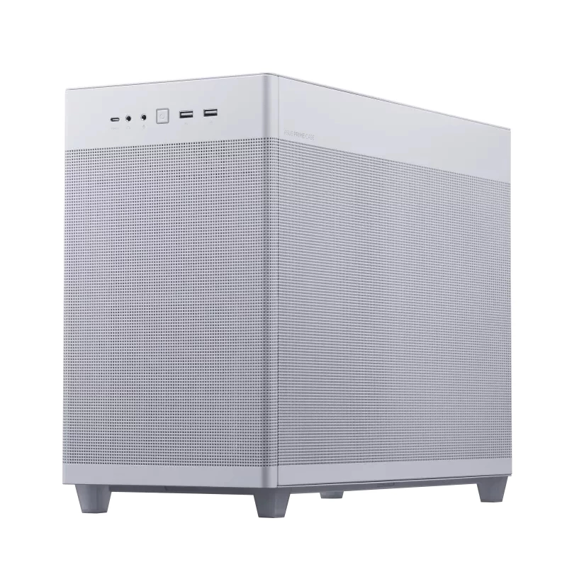 Case per PC ASUS AP201 PRIME CASE TG WEISS Mini Tower — micro ATX, vetro temperato, 3 alloggiamenti da 3,5 inch, 1 da 2,5 inch, USB-A×2, USB-C×1