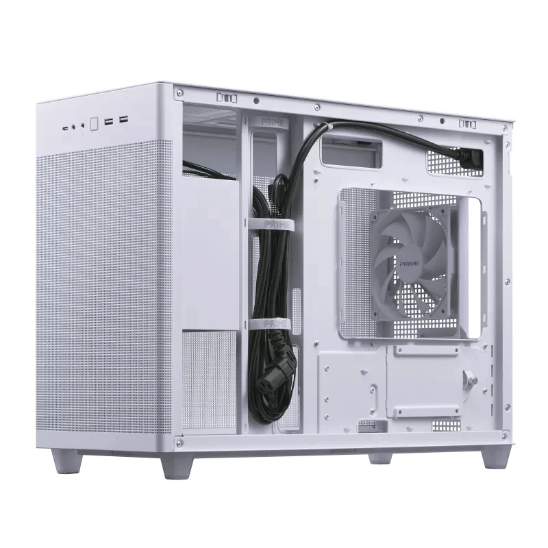 Case per PC ASUS AP201 PRIME CASE TG WEISS Mini Tower — micro ATX, vetro temperato, 3 alloggiamenti da 3,5 inch, 1 da 2,5 inch, USB-A×2, USB-C×1