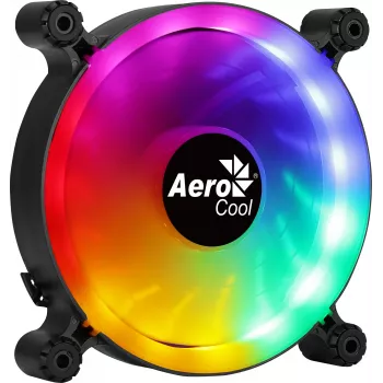Ventola per case per PC AEROCOOL 120 mm SPECTRO12 RGB, 12 V, 1000 giri/min, 3,6 W, Molex, antivibrazione, cuscinetto a strisciamento, nero