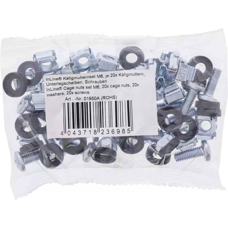 Set gabbie per dadi InLine M6 20 gabbie per dadi + 20 rondelle + 20 viti
