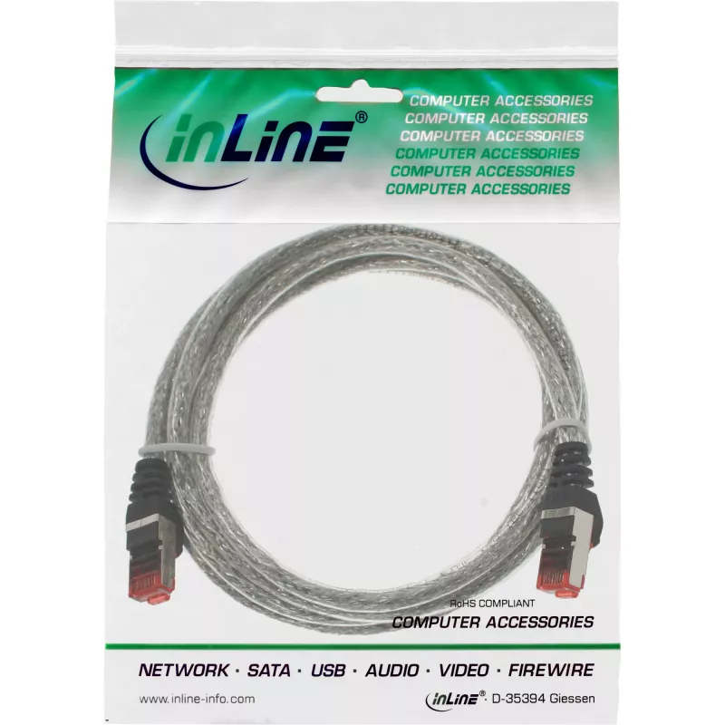 Cavo patch InLine S/FTP PiMF Cat.6 250MHz PVC rame trasparente 0,5m