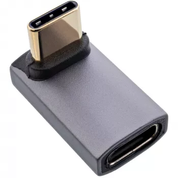 InLine adattatore USB4, connettore maschio/femmina USB-C angolare alto/basso, alluminio, grigio