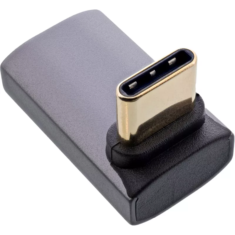 InLine adattatore USB4, connettore maschio/femmina USB-C angolare alto/basso, alluminio, grigio