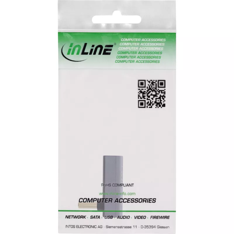 InLine adattatore USB4, connettore maschio/femmina USB-C angolare alto/basso, alluminio, grigio