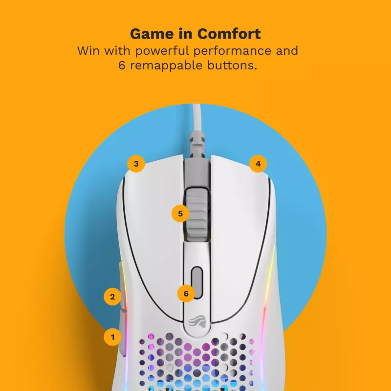 Glorious Gaming Glorious Model D 2 Wired - bianco opaco, per destrorsi, ottico, USB Type-A, 26000 DPI, bianco