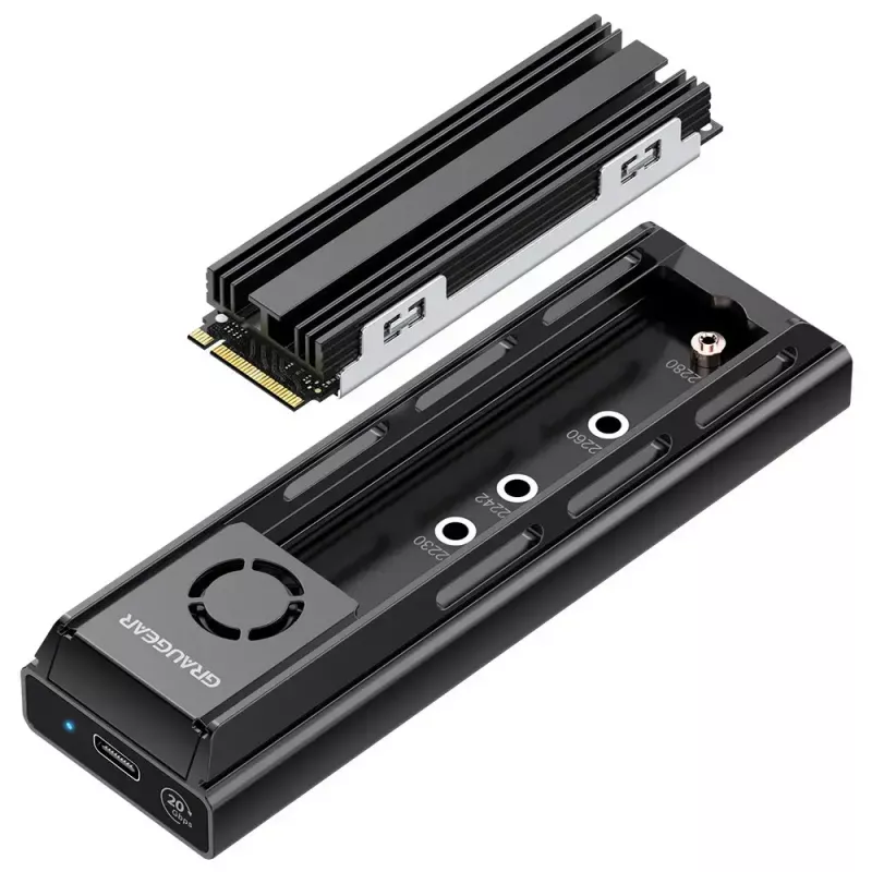 GrauGear G-M205-20G-F base di aggancio per SSD M.2 NVMe/NGFF, USB 3.2 Gen 2x2 Type-C, 20 Gbps, nera