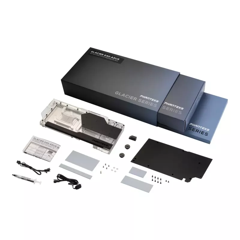 Water block + backplate Phanteks Glacier G40 acrilico rame nero trasparente