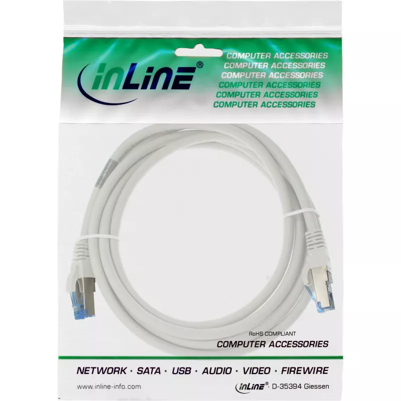 Cavo patch InLine S/FTP PiMF Cat.6A halogen-free 500MHz bianco 0,5 m
