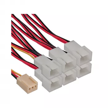 Cavo adattatore ventola InLine a Y 3 poli Molex connettore femmina / 6x 3 poli Molex connettore maschio