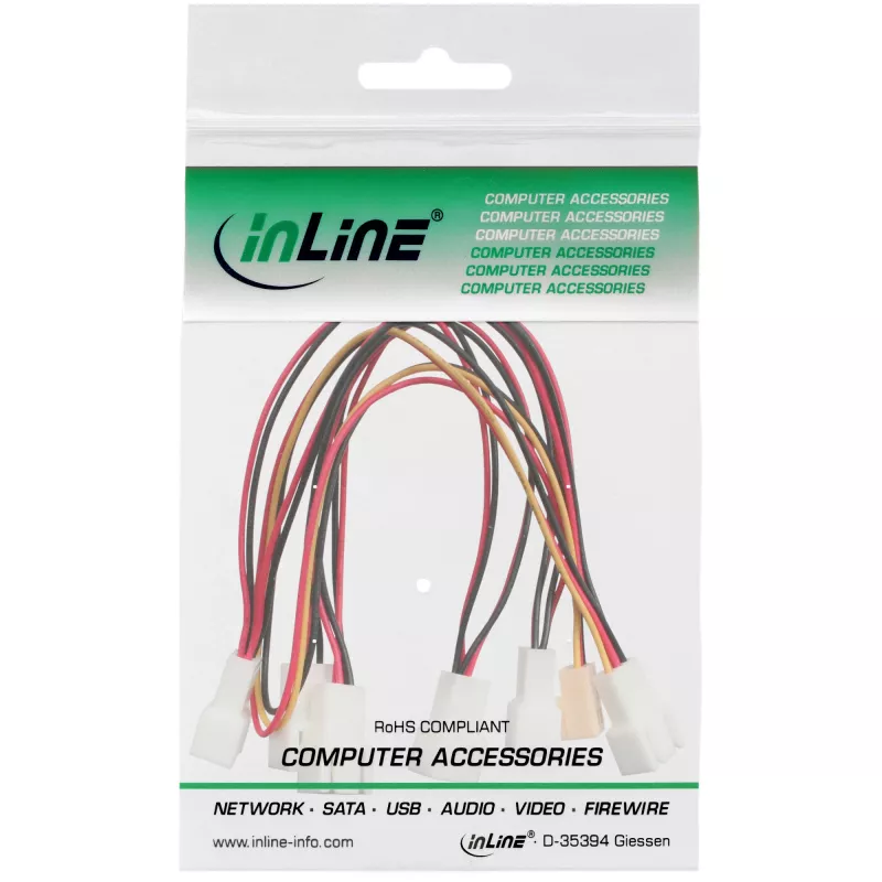 Cavo adattatore ventola InLine a Y 3 poli Molex connettore femmina / 6x 3 poli Molex connettore maschio