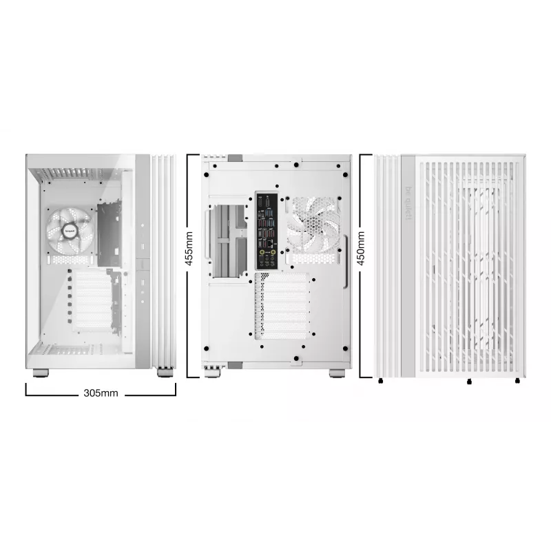 be quiet! Light Base 600 LX BGW68 case PC Midi Tower, ATX, finestra laterale in vetro temperato, ARGB, USB-C, supporto per radiatore da 360 mm, bianco