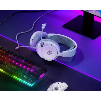 Cuffie STEELSERIES Arctis Nova 1 con filo 3,5 mm, binaurali, bianche, cavo 1,2 m, microfono staccabile, microfono ad archetto