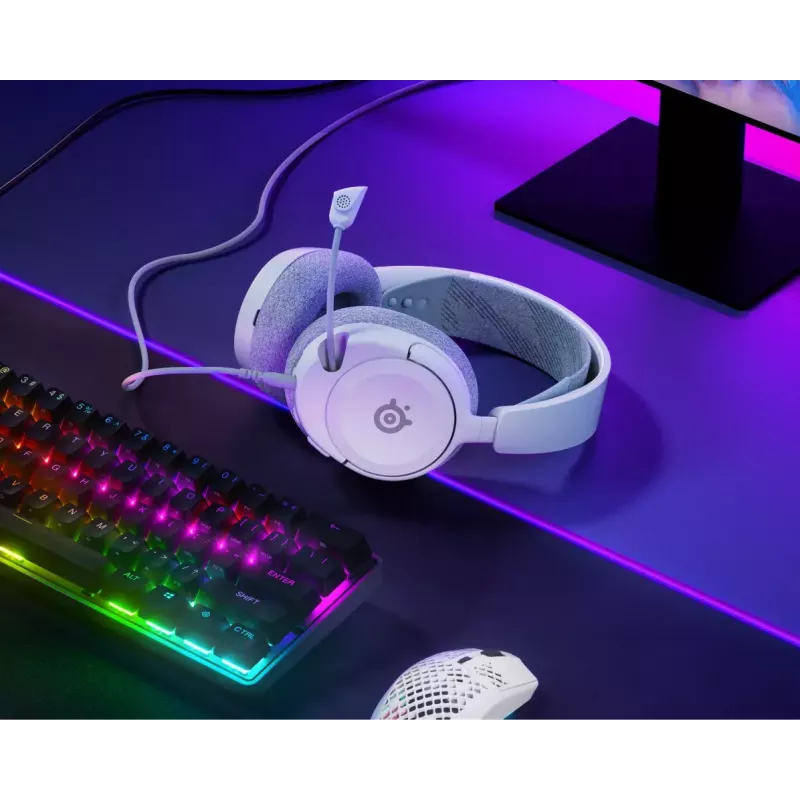 SteelSeries Arctis Nova 1 61607 cuffie gaming cablate, jack da 3,5 mm, microfono con asta, bianco