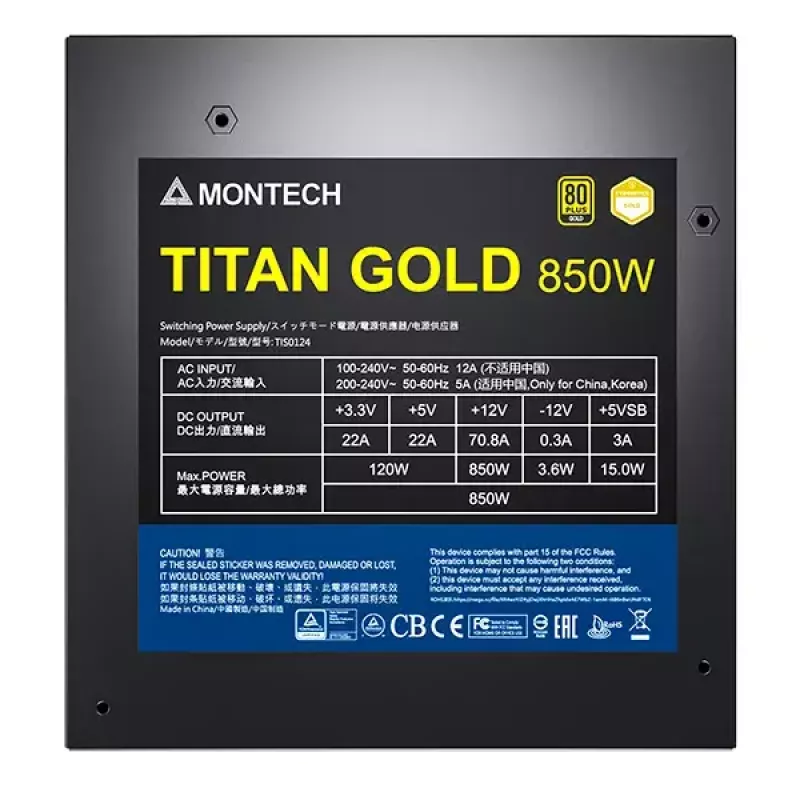 Alimentatore Montech TITAN GOLD 850W