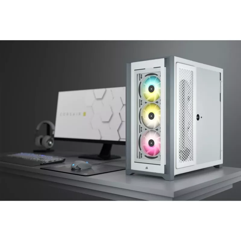 Case PC smart mid-tower ATX CORSAIR iCUE 5000X RGB - Tempered Glass - bianco