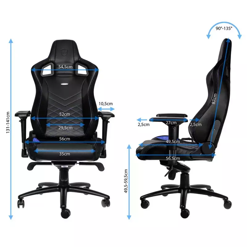 noblechairs EPIC NBL-PU-BLU-002 sedia da gaming, nero/blu