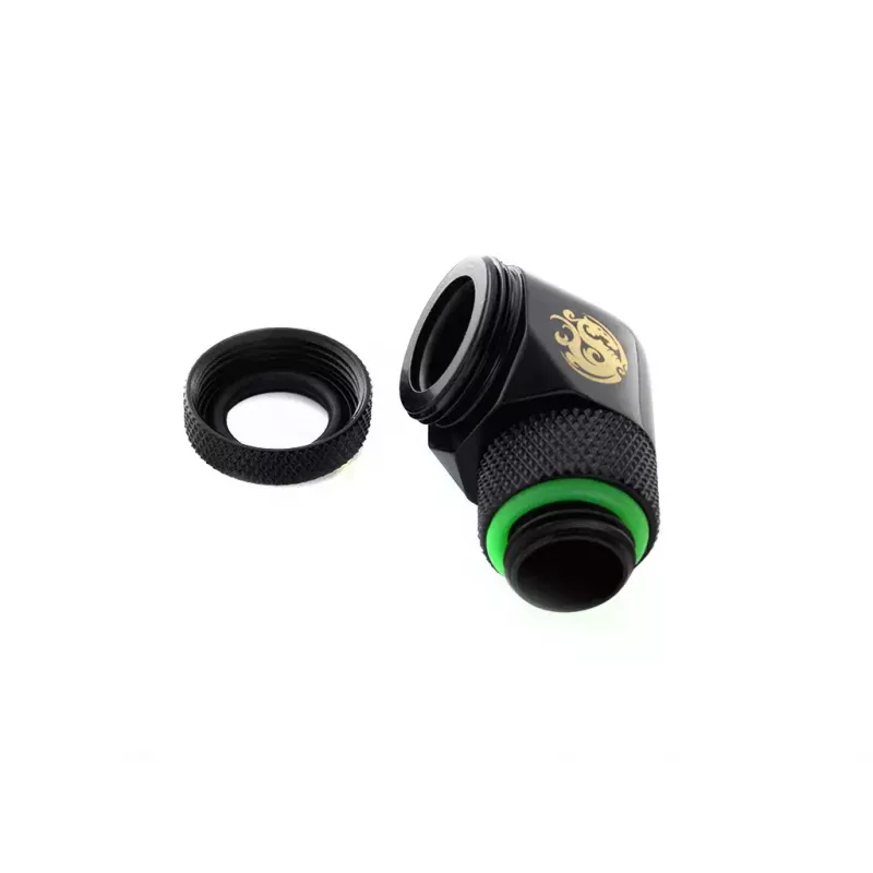 Connettore per raffreddamento a liquido CPU/GPU BitsPower BP-MBE90RML ottone adattatore girevole 90° filettatura 1/4 pollice nero