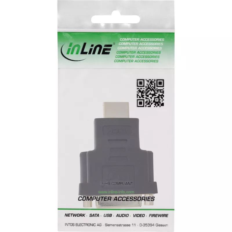 Adattatore InLine HDMI a DVI connettore maschio / 24+1 connettore femmina dorato, 4K2K